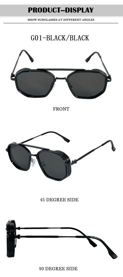 Vintage New Square Sunglass Men Fashion Steampunk Sunglasses Women 2025 Retro Glasses Gafas De Sol Hombre Lunette Soleil Femme