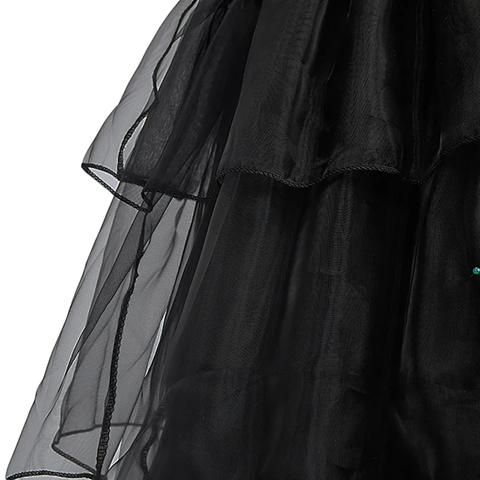 Girl Costume Kids Cosplay Black Witch Princess Dress Children Pageant Dinner Dress Girl Halloween Party Dancing Clothing