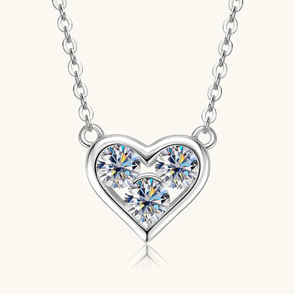 Certified 0.3CT Round Moissanite Necklace 925 Sterling Silver Heart Shape Pendant Necklace for Valentine's Day Jewelry