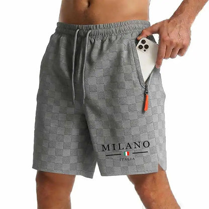 New Summer Men Zipper Pocket Sweatpants Casual Shorts Men's Beach Shorts Basketball Short Trousers Print Label Sportswear Men