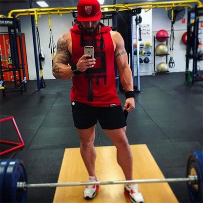 Mens Street Corner Pullovers Fitness Sport Sleeveless Hoodies Gym Bodybuilding Running Training Jogging Cotton Casual Sportswear