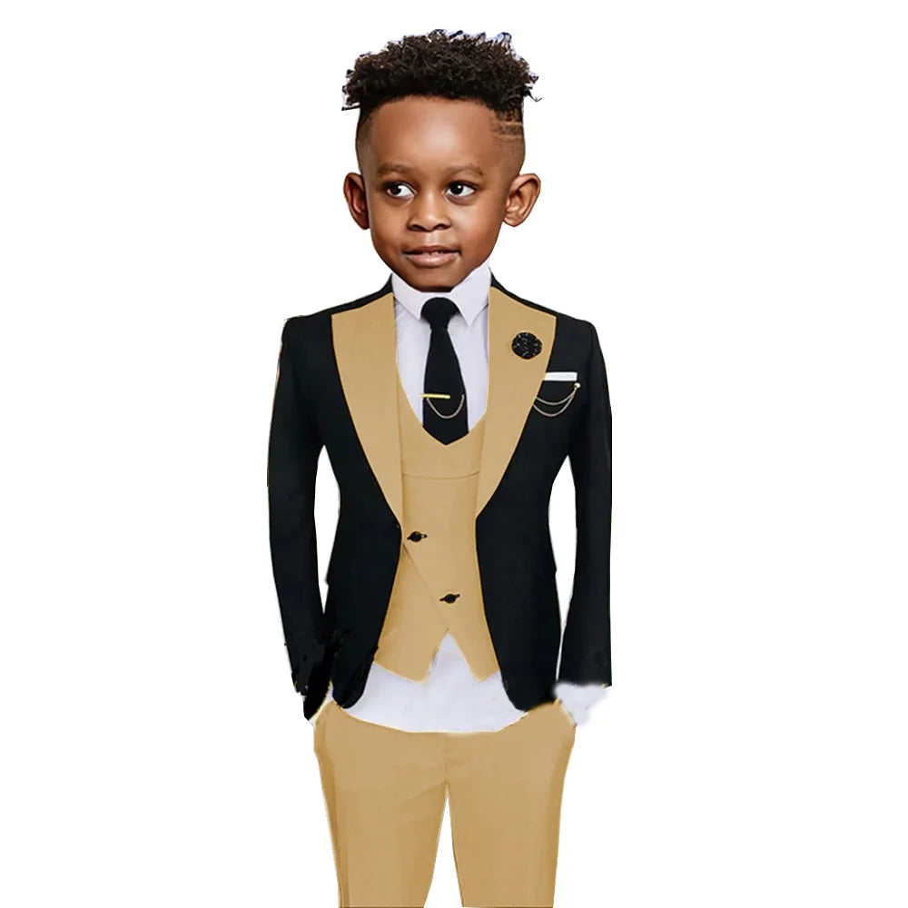 Colorful Kids Fashionable Suit Set 3 Pieces Performance Costumes High Quality Boys Suits Wedding Guest Tuxedo 2-20T