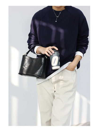2024 New Arrival Genuine Leather Crossbody Bucket Bags Women Luxury Retro Small Handbag Soft Shoulder Bag