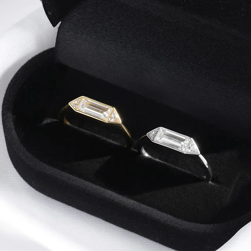 18k Plated 1.2CTTW All Moissanite Rings for Wormen Men 3 Gems Girls Couple Rings Lab Diamond Solid Silver S925 Jewelry