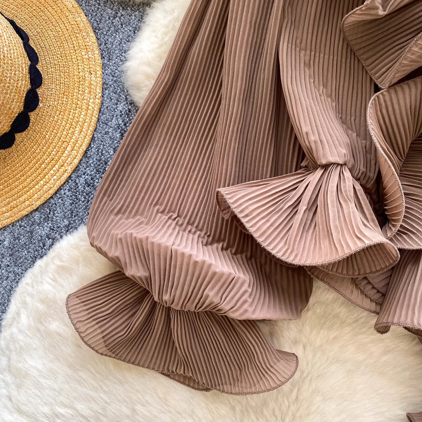 Ruffles Pleated Romantic Tops Thin Spring Summer V Neck French Elegant Blouse Fairycore Flowy Office Lady Luxury Shirt