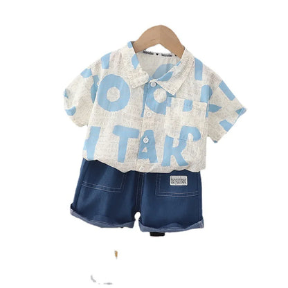 New Summer Baby Boys Clothes Sets Toddler Kids Letter T-shirt + Shorts 2Pcs Children Casual Outfits Clothing Tracksuits 0-5Years