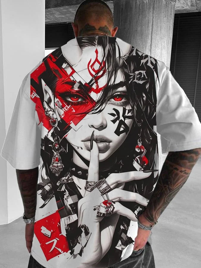 Men's and Women's Summer Fashion 3D Print Japanese Anime Printing T-shirt Casual Polyester Round Neck Casual Short Sleeve Tees