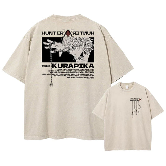 Vintage Anime Hunter X Hunter Acid T Shirt Graphic Print Tees Men Women Manga Street Washed 100% Cotton T Shirts Unisex