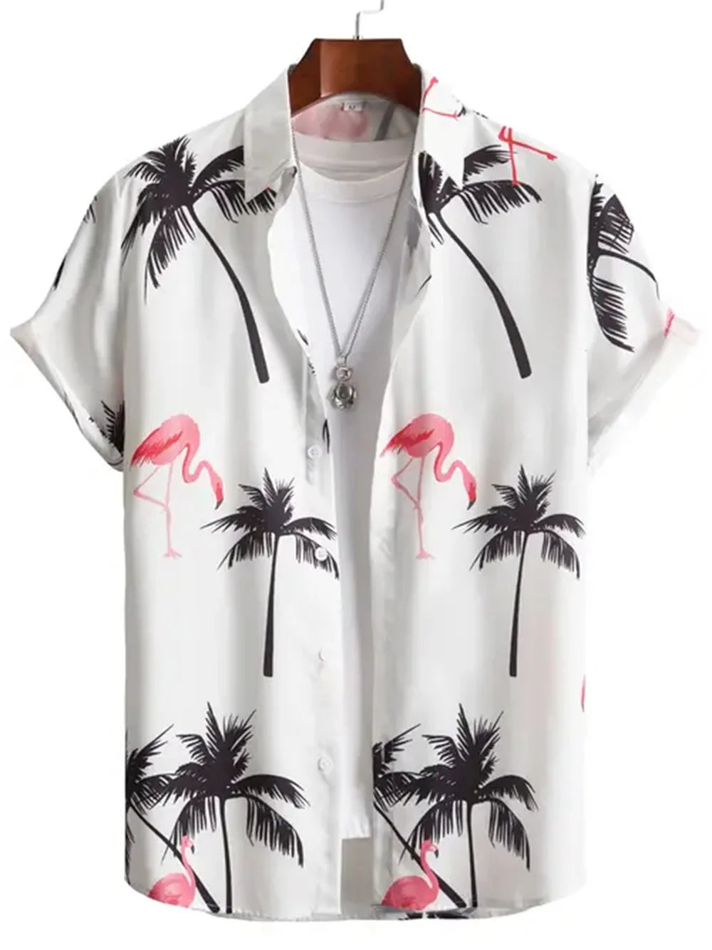 Hawaiian Shirt Man 3D Coconut Tree Gradient Pattern Casual Shirt Harajuku Fashion Oversized Top Funny Print Pink Men's Clothing