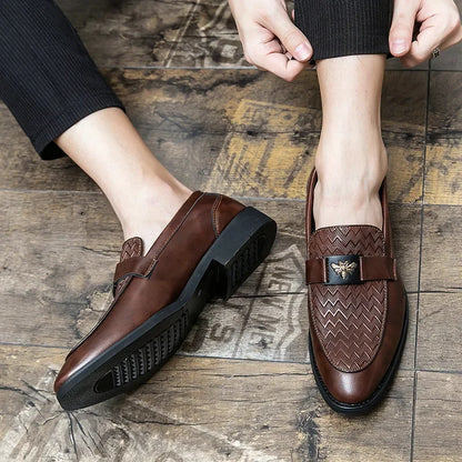 Men's Business Casual Shoes Autumn British Style Pointed Toe Formal Leather Shoes Easy to Wear Black Suit Wedding Shoes