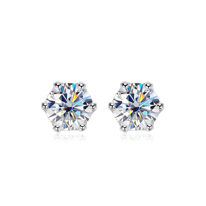 100% 925 Sterling Silver 0.2-2 Carat D Color Moissanite Diamond Stud Earrings For Women Sparkling Wedding Fine Jewelry