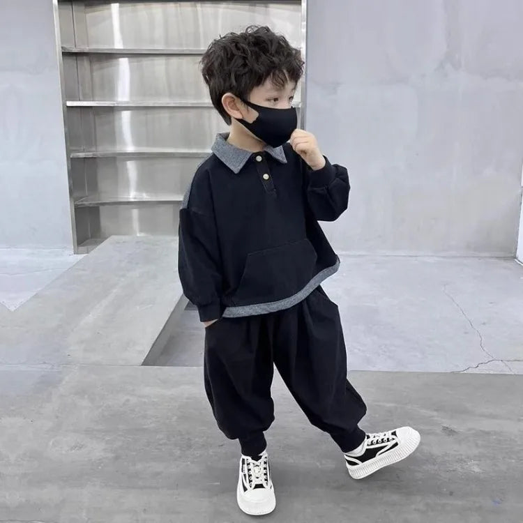 Sweatshirt Set Boys Outfit Kids Sets for Boy Autumn Winter Wear Children's Top Bottom Clothes Elementary Student Men's Korean