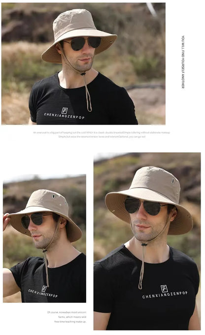 Waterproof Fisherman Hat Outdoor Summer Sun Anti UV Protection Breathable Mesh Camping Hiking Mountaineering Caps Mens Women
