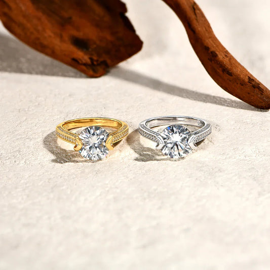 Bague Demi-Éternité Moissanite 10.0mm 4 carats DVVS1 Argent Sterling 925 Plaqué Or 18 carats Pour Femmes Bijoux de Mariage et de Fiançailles