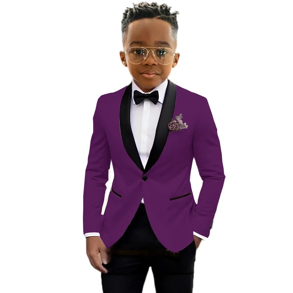 2026 New Classic Shawl Lapel Boys Slim Fit Suits 2 Pieces Wedding Guest Outfit Formal One Button Children's Tuxedo Party Wear