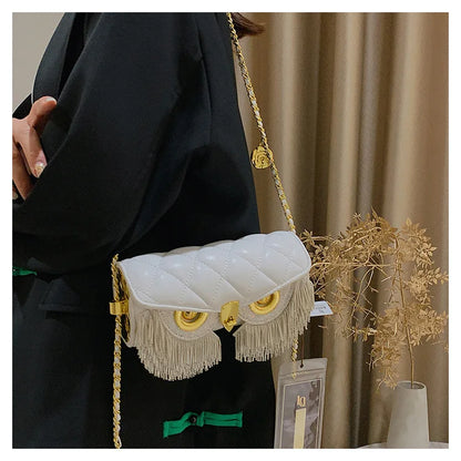 Cute Owl Bags for Women 2026 New Luxury Designer Handbag Fashion Tassel Crossbody Bag Leather Animal Print Shoulder Bag Woman