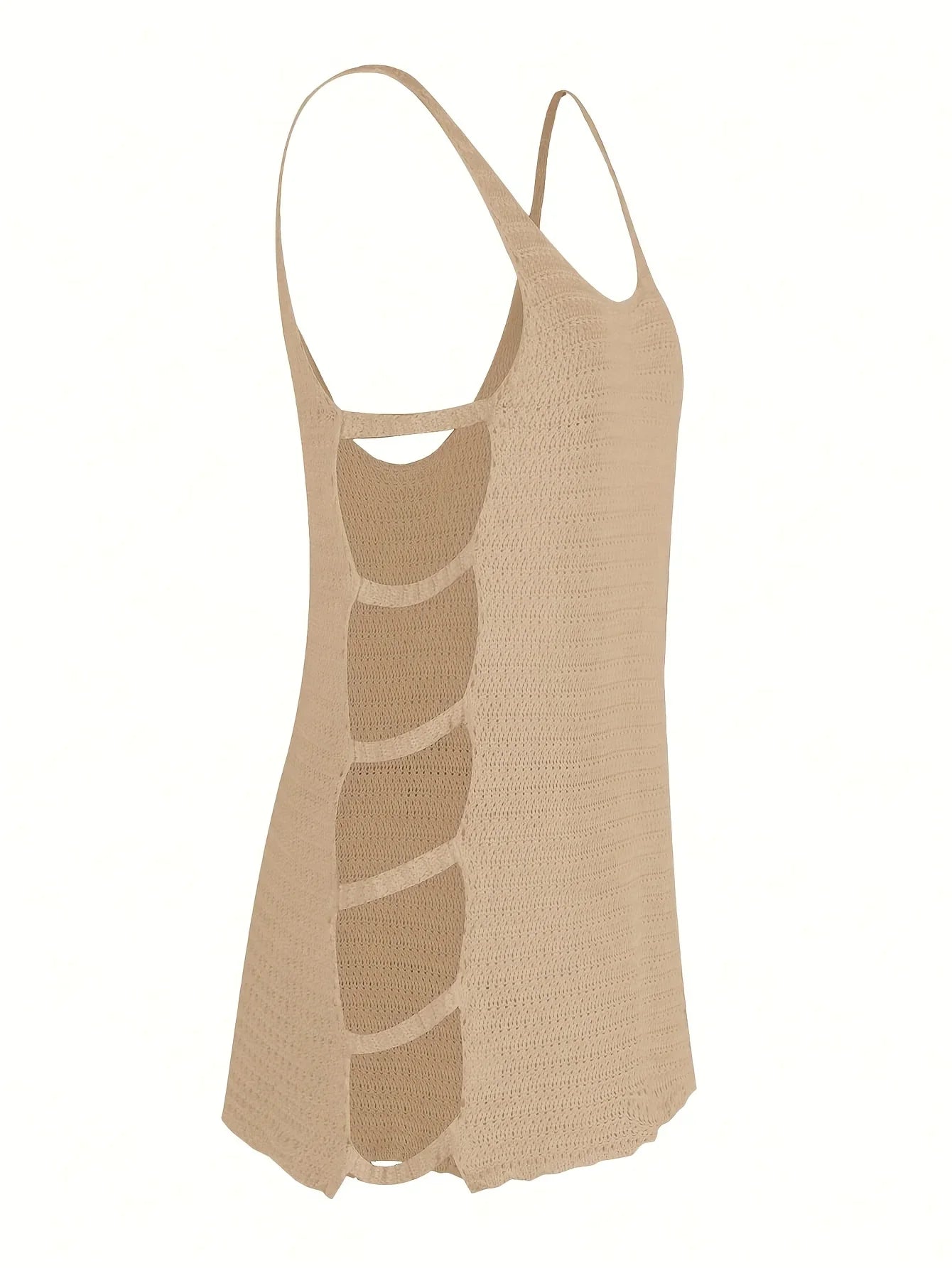 Sexy U Neck Sleeveless Knit Horizontal Stripes Side Cut Out Beach Vacation Dress 2026 Summer Beachwear Women's Mini Dresses K90