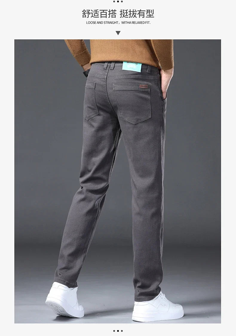 Classic Style 3 Colors Autumn Men's Slim Brown Jeans High Quality Business Casual High Stretch Denim Pants Male Brand Trousers