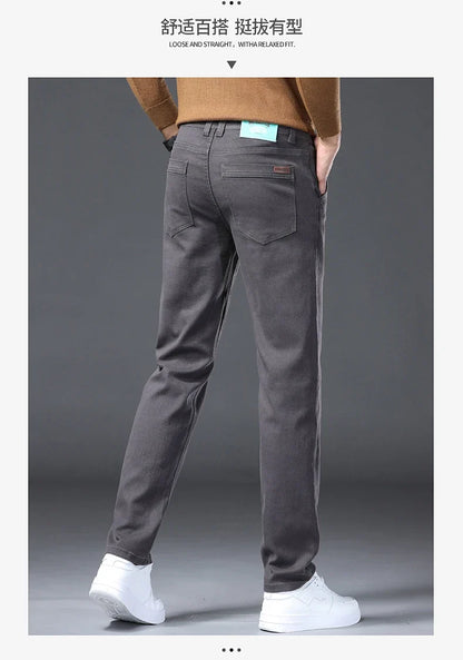 Classic Style 3 Colors Autumn Men's Slim Brown Jeans High Quality Business Casual High Stretch Denim Pants Male Brand Trousers