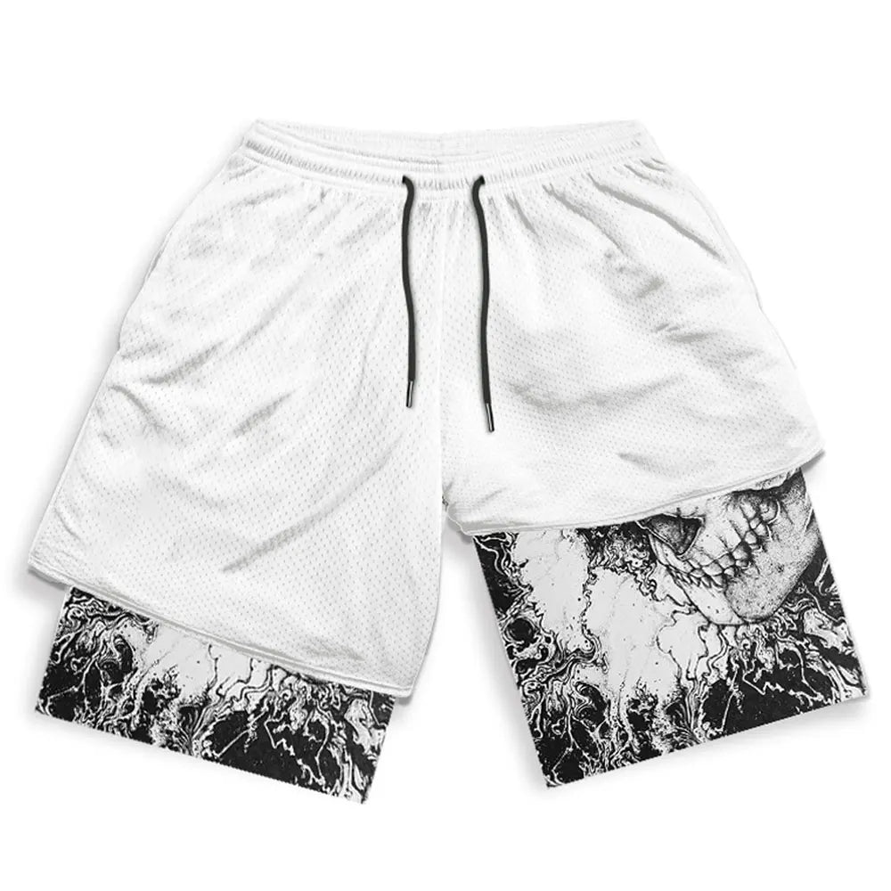 Y2K Summer Men Streetwear Anime Berserk Oversize Active Athletic Gym Short Pants Training Fitness Workout Track Shorts Clothes