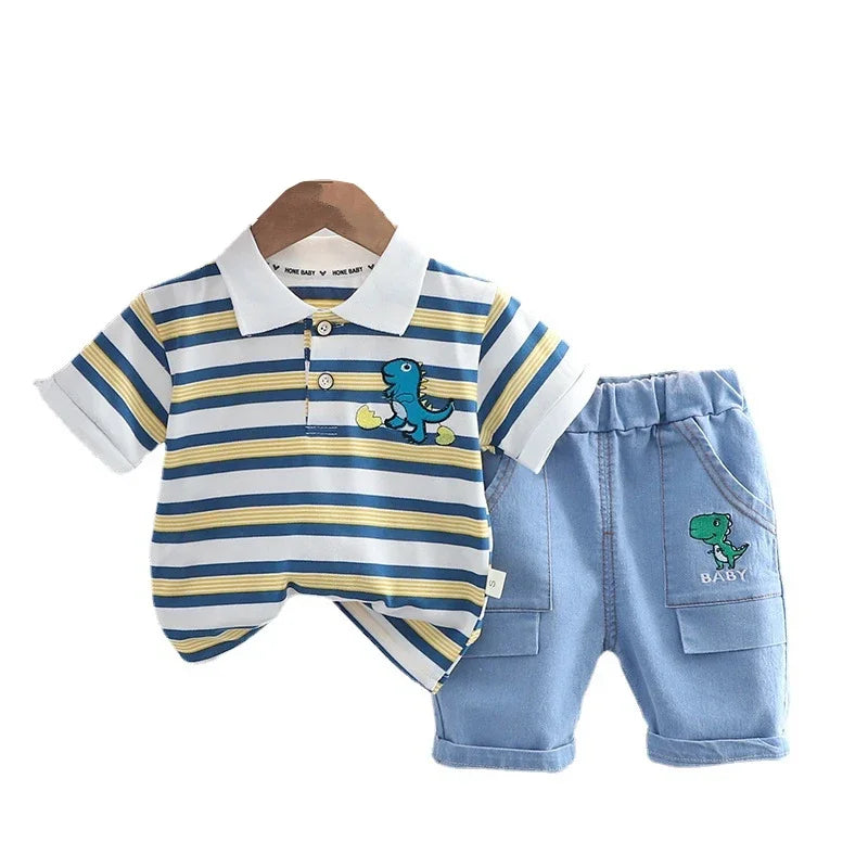 New Summer Baby Girls Clothes Suit Children Boys Striped T-Shirt Shorts 2Pcs/Sets Toddler Casual Cotton Costume Kids Tracksuits