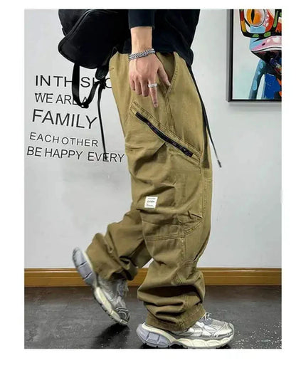 American Streetwear Multi-Pocket Cargo Pants Men High Quality Fashion Baggy Pants Plus Size Black Army Straight-Leg Trousers
