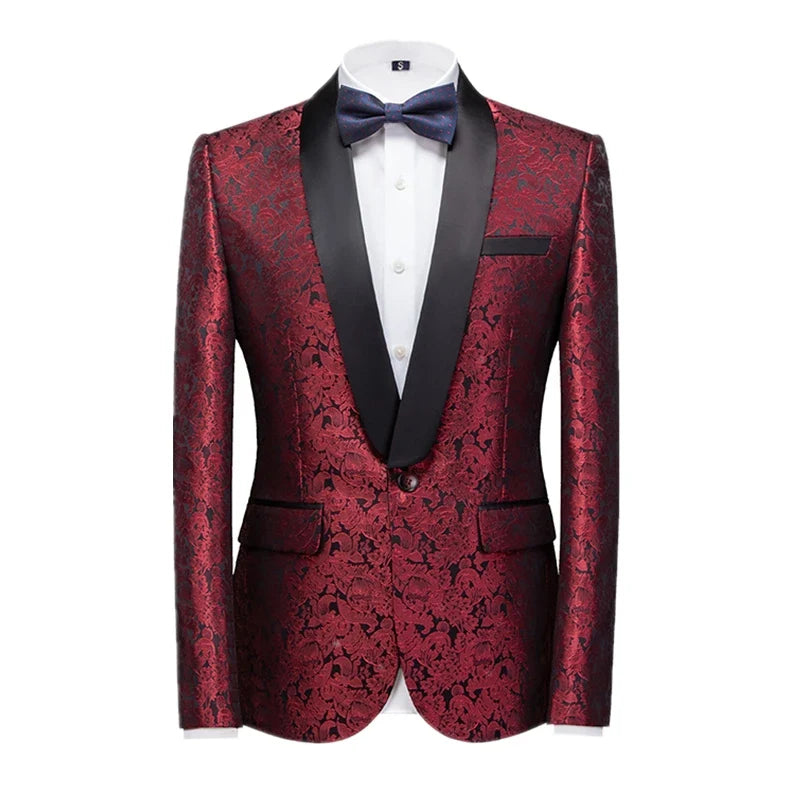 2026 New Men's Pink Embroidered Suit Jacket, Wedding Party Dress Coat, Fashionable Slim Male Blazers, Asian Size M-5XL 6XL