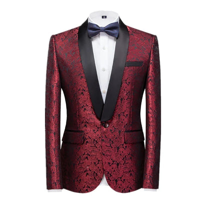 2026 New Men's Pink Embroidered Suit Jacket, Wedding Party Dress Coat, Fashionable Slim Male Blazers, Asian Size M-5XL 6XL