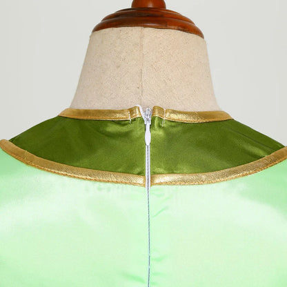 Mulan Cosplay Costume Girl Chinese-style Long-sleeved Hanfu with Hair Accessories Necklace Halloween Girl Hero Costume