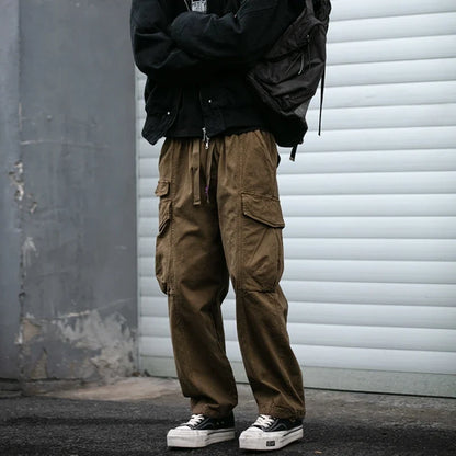Oversized Cargo Pants For Men Multi Pocket Loose Fit Streetwear Casual American Style Korean Trendy Fashion Straight Leg Pants
