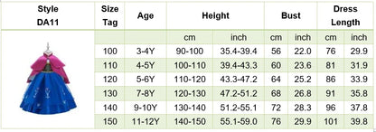 Kids Anna Cosplay Clothing Little Girls Christmas Halloween Gown Kids Party Red Cloak Costume Dance Long Sleeve Princess Dresses