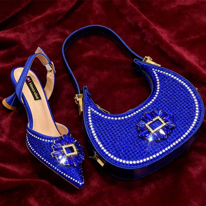 Stylish Nigerian Women's Party Shoe and Handbag Set – Classic Pointed Toe Medium Heel Footwear for Special Occasions