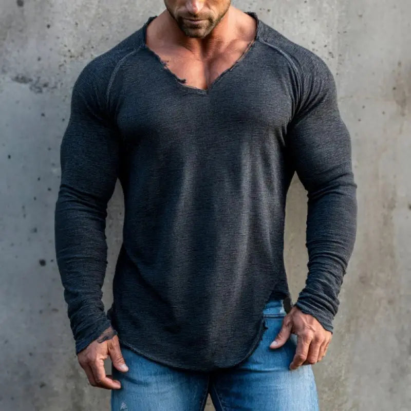 Men's Basic Fitness Training  T-Shirt, V-Neck  Casual Top, Daily Street Outfit, Outdoor Sports, Gym Workout, Jogging Leisure