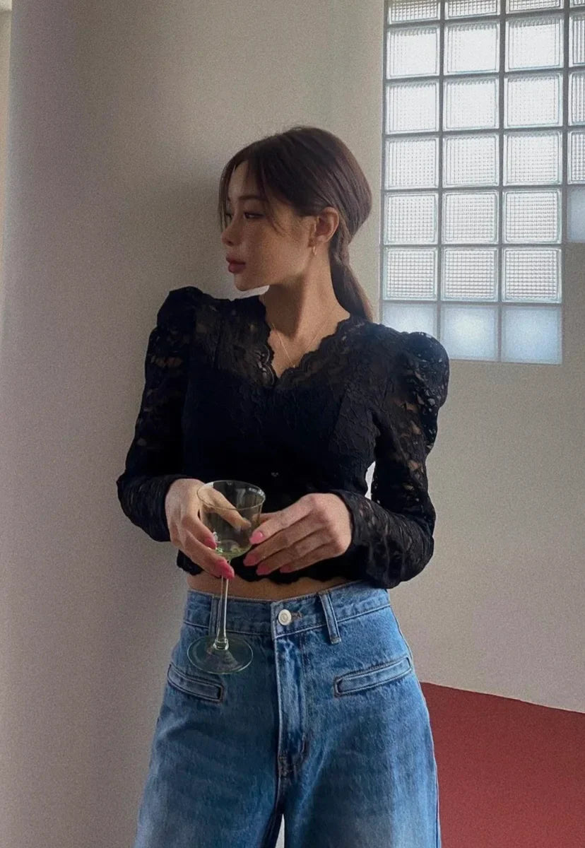 Retro High Waist Slim Fit Blue Jeans Women's Autumn Winter Straight Leg Long Pants Wide Leg Pants Classic Waed Denim