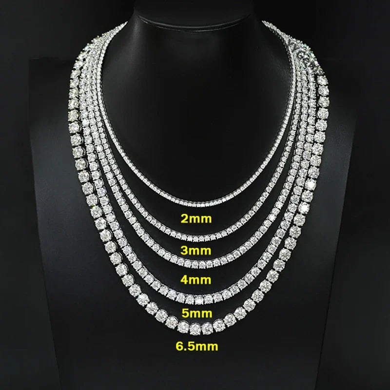Real 2.5/3/4/5mm Full Moissanite Tennis Necklace for Women 925 Sterling Silver Diamond Neck Chains Necklaces Fine Jewelry