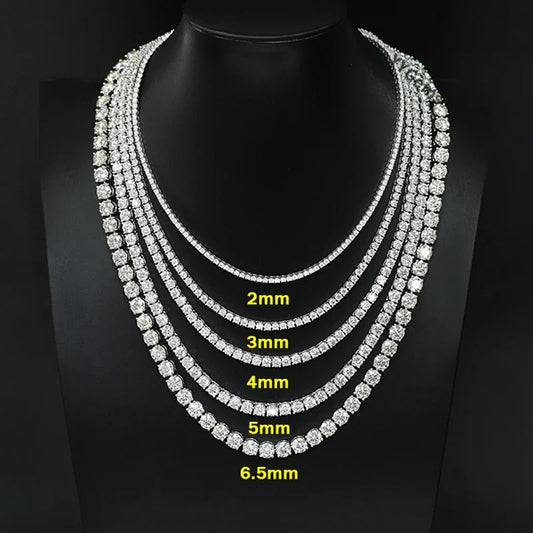 Real 2.5/3/4/5mm Full Moissanite Tennis Necklace for Women 925 Sterling Silver Diamond Neck Chains Necklaces Fine Jewelry