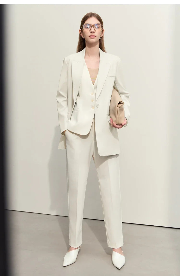 Minimalism Blazer for Women Korean 2023 Sping New Loose Office Lady Women's Jacket Fashion Black Solid Female Coat 12321065