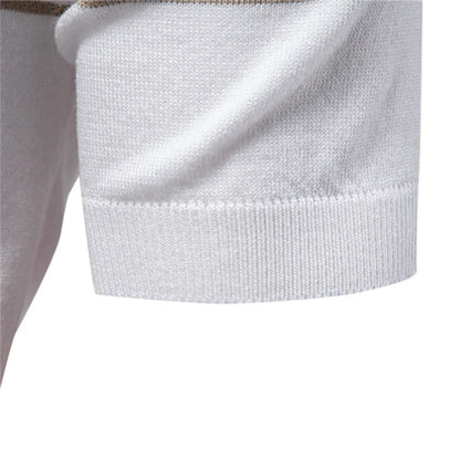 ‌2025 Men's Slim Fit Solid & Striped Business Casual Polo Shirts Breathable Short Sleeve Comfort Top for Office Social Summer