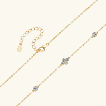 925 Sterling Silver Choker Necklaces 3mm Moissanite Clover Necklace for Women Neck Chain Female Jewelry Gift