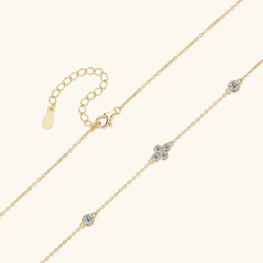 925 Sterling Silver Choker Necklaces 3mm Moissanite Clover Necklace for Women Neck Chain Female Jewelry Gift