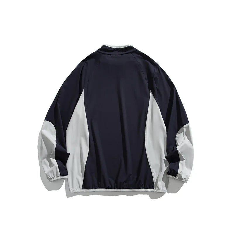 Spring New Arrival Techwear Color-Blocking Stand Collar Sweatshirt - American Designer Outdoor Sports Casual Loose Fit Top