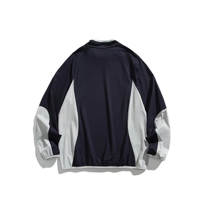 Spring New Arrival Techwear Color-Blocking Stand Collar Sweatshirt - American Designer Outdoor Sports Casual Loose Fit Top