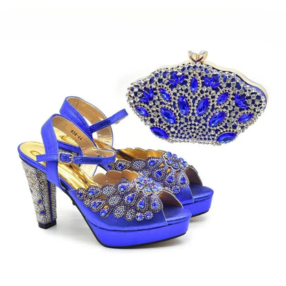 New Arrival Luxury Italian Shoes and Bag Set for Women Ladies Shoe and Bag Set Latest Designers Diamond Pumps Shoes and Bags