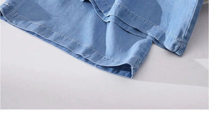 Women's Ice Silk Denim Pants Yoga Sports Thin Loose Style Summer Casual Wide Leg Harajuku Loose Waist