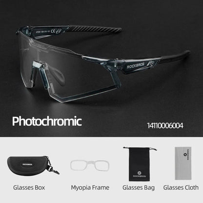 Photochromic Cycling Glasses Polarized Adjustable Nose Support Myopia Frame Sports Sunglasses Men Women Eyewear Goggle