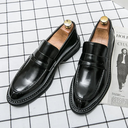 Premium Silver Business Shoes Men's Oxford Shoes Leather Brand Loafers Slip on High Quality Wedding Loafers Soft Sole Dress Shoe