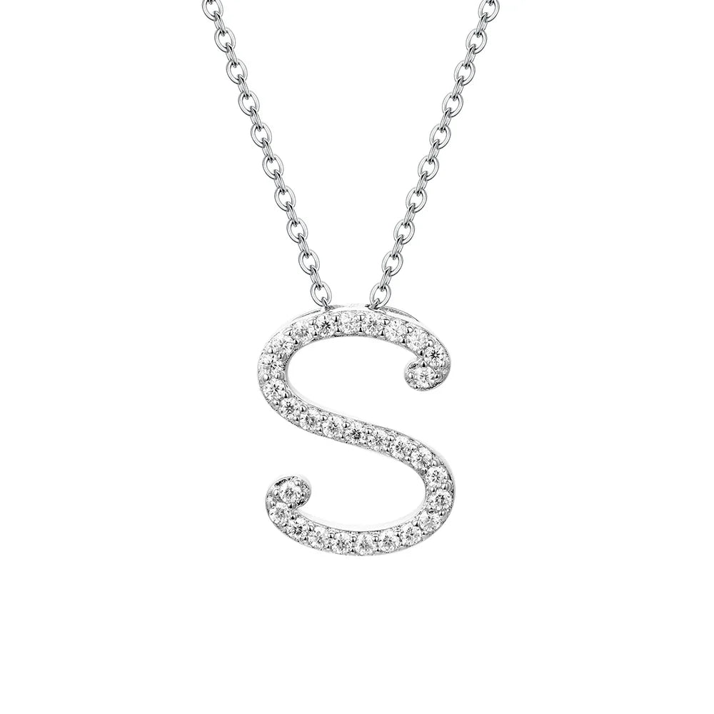 D VVS1 Color Moissanite Letters Necklace Pendant 100% 925 Sterling SIlver for Women Man Fine Jewelry Accessories Gift