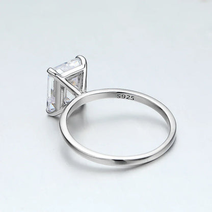 4ct Emerald Moissanite Ring s925 Sterling Sliver Plated 18k White Gold Wedding Band Engagement Rings For Women