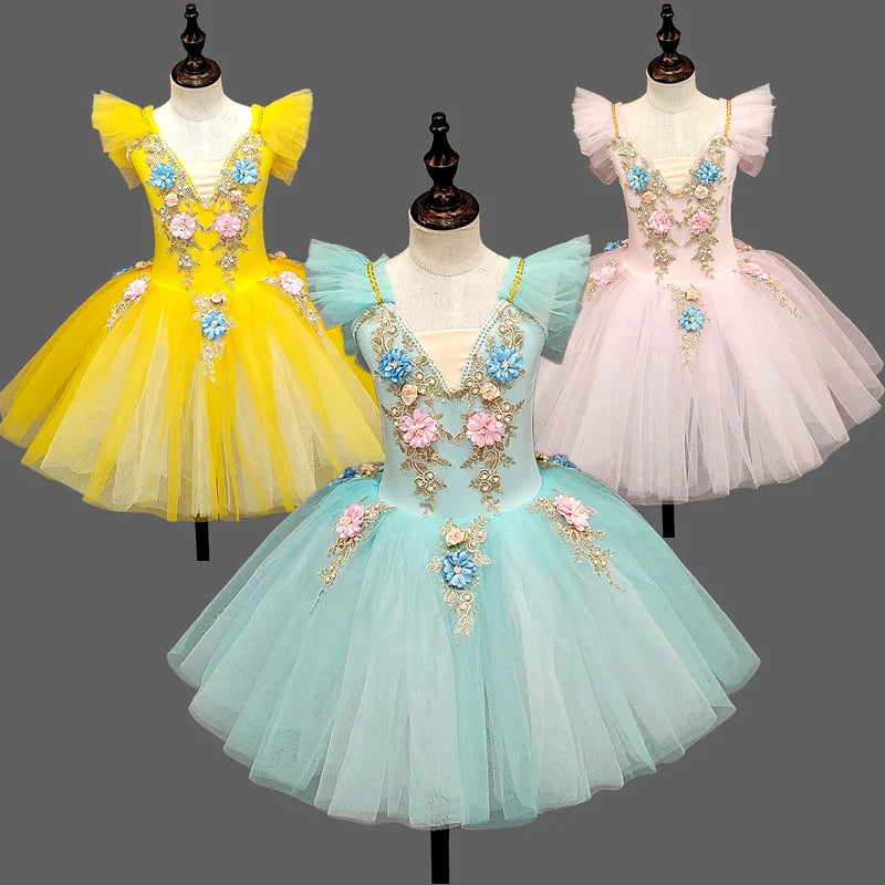 Children's Ballet Skirt Dance Girls Dress Tutu Performance Costume Flower Princess Ballet Girl Clothing Vestidos Kids Ballerine