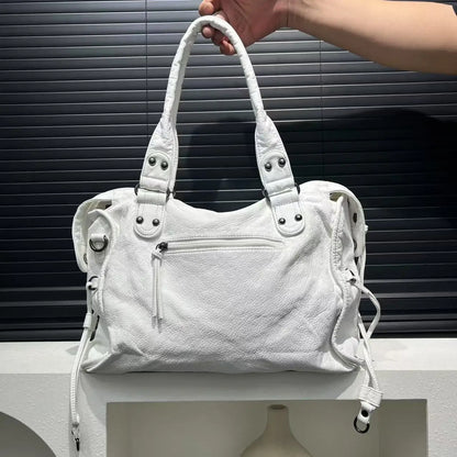 Ladies' Fashion Y2K Street Hot Girl Motorcycle Tote Bag Large Capacity Retro Vintage Vintage Single Shoulder Bag